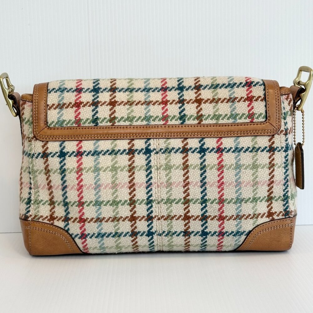 COACH Hamptons Tattersall Turnlock Convertible Bag Wool Y2K - Picture 4 of 14